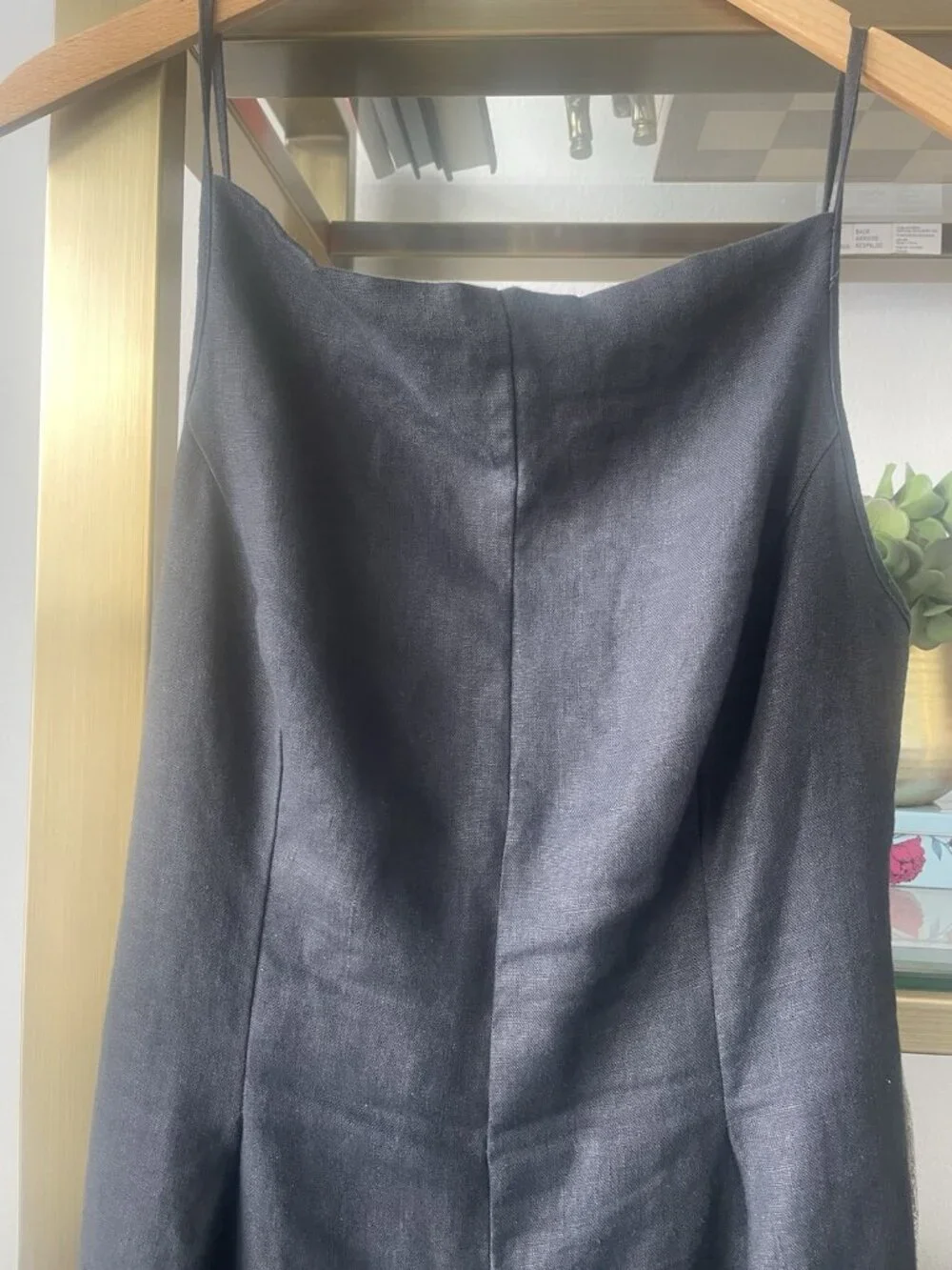 $228 Reformation Ciara Wide-Leg Black Linen Jumpsuit Sz 4 Black 100% Linen